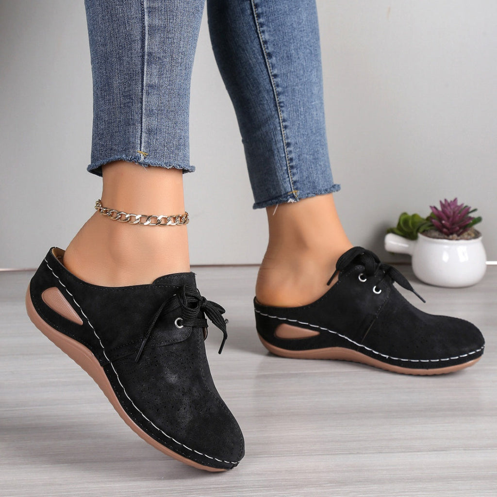 Lace-Up Wedge Slip-Ons