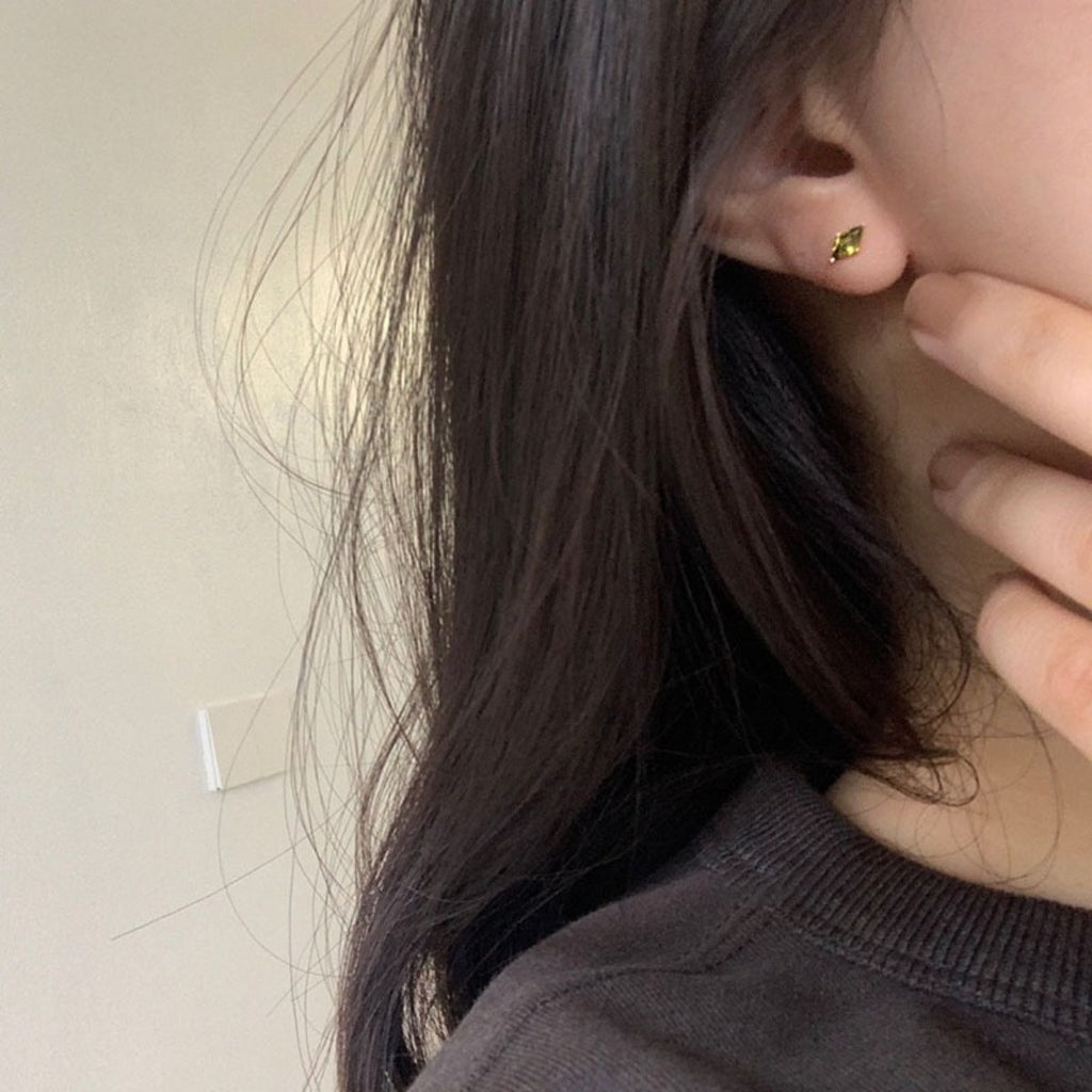 18K Gold-Plated Zircon Geometric Earrings