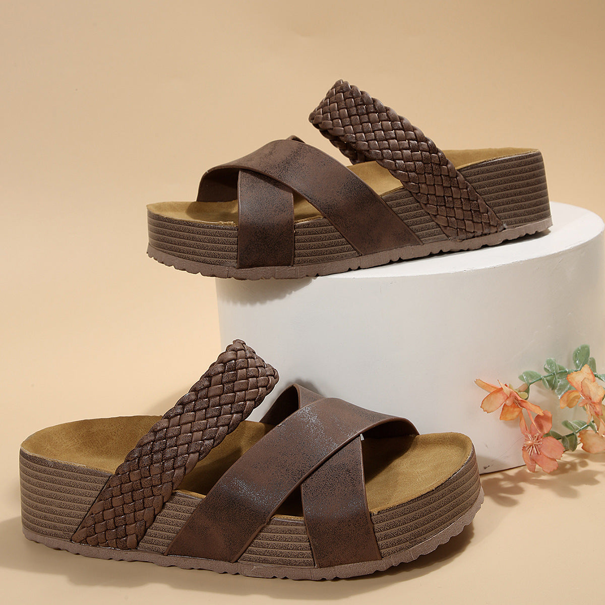 Braided Strap Platform Sandals