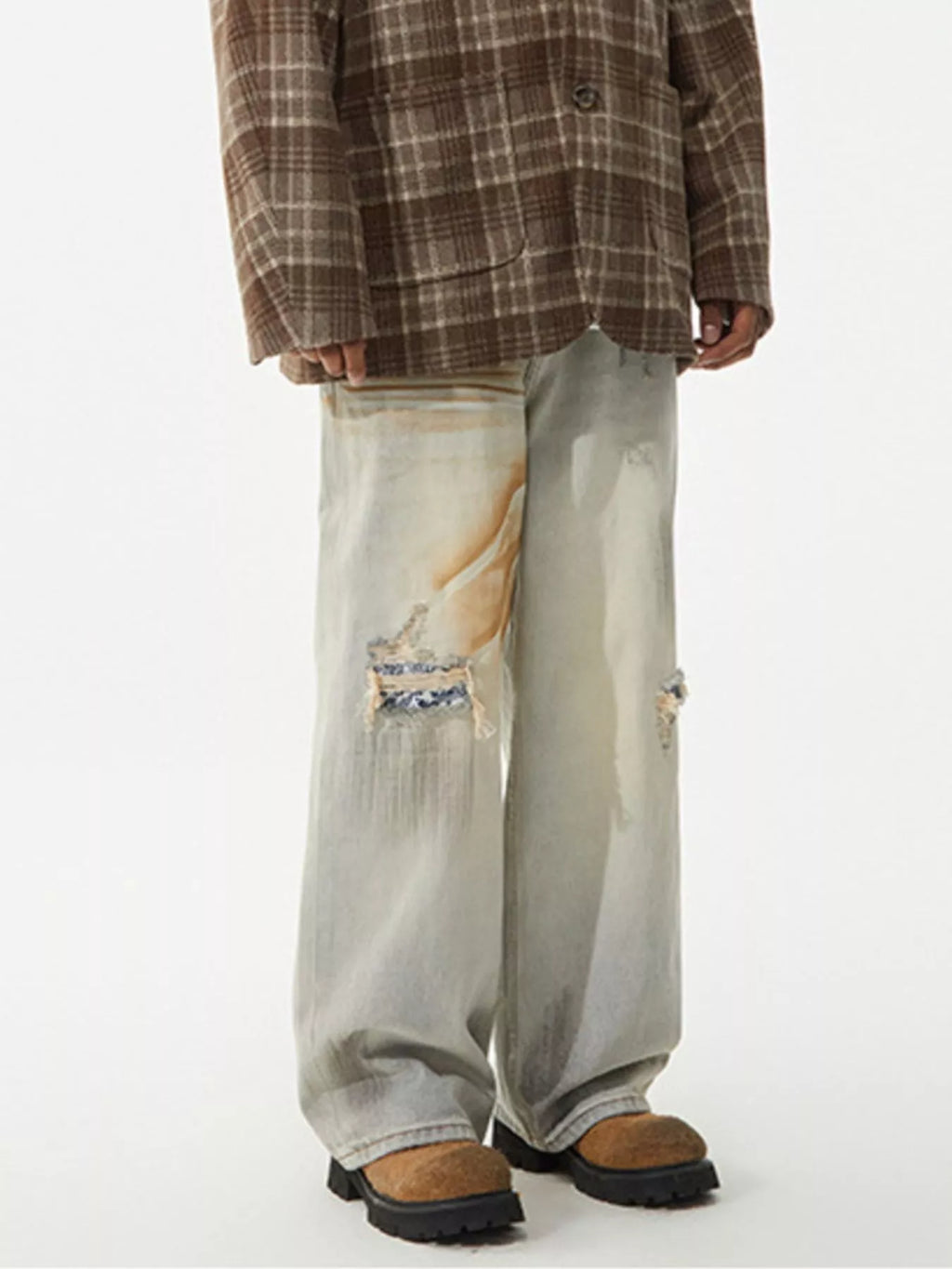 Men's Distressed Wide Leg Jeans