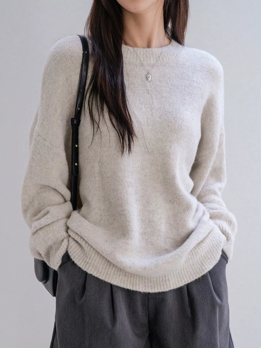 Full Size Cozy Knit Round Neck Oversized Sweater Plus Size