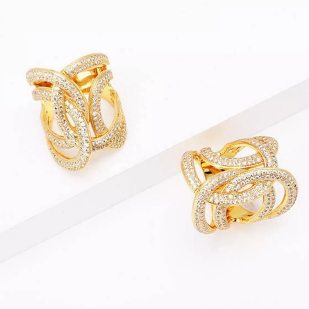 18K Gold-Plated Zircon Interwoven Ring