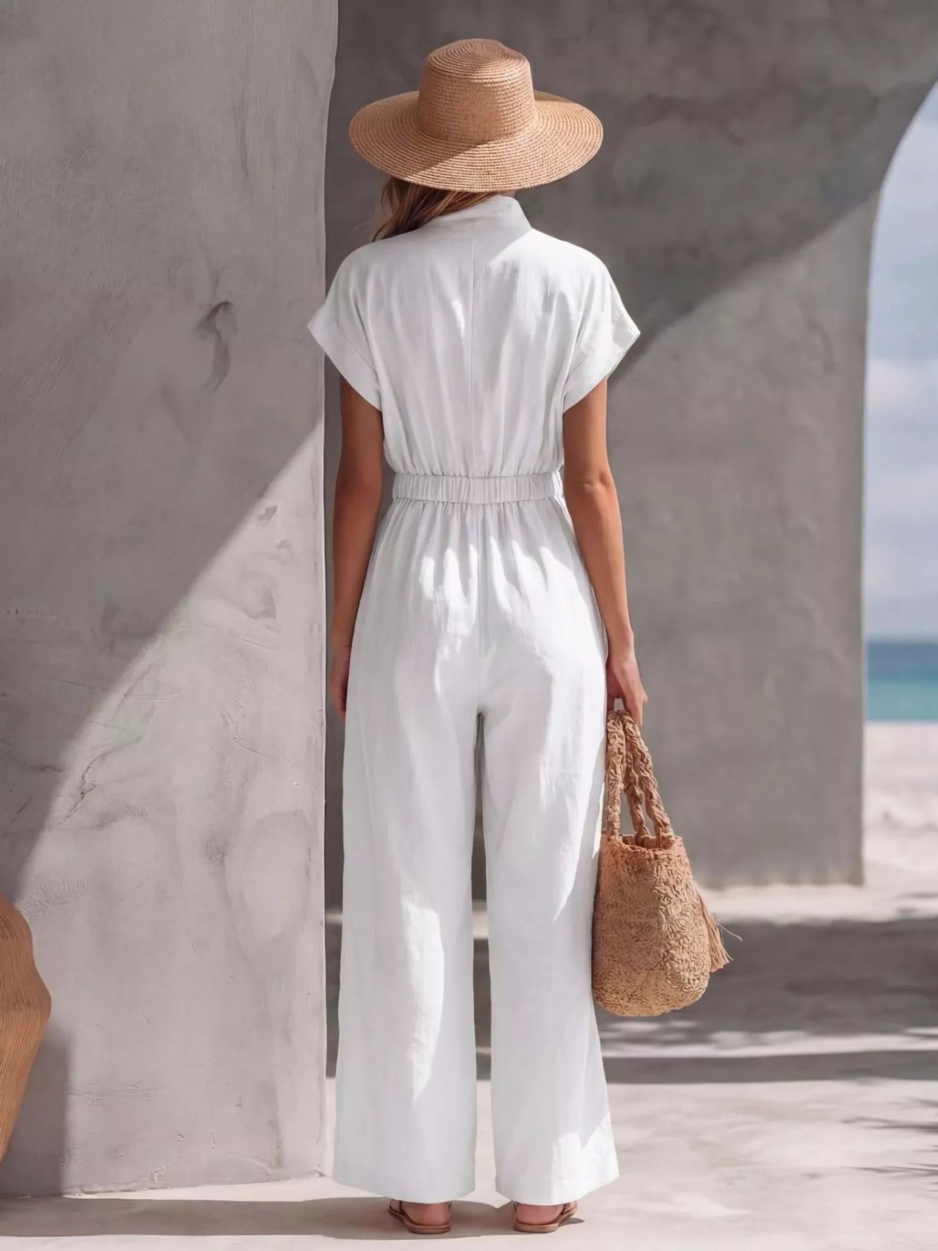Zipper Front Wide Leg Jumpsuit