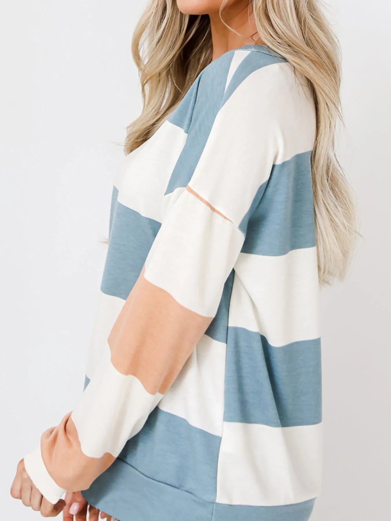 Color Block Drop Shoulder Long Sleeve Top