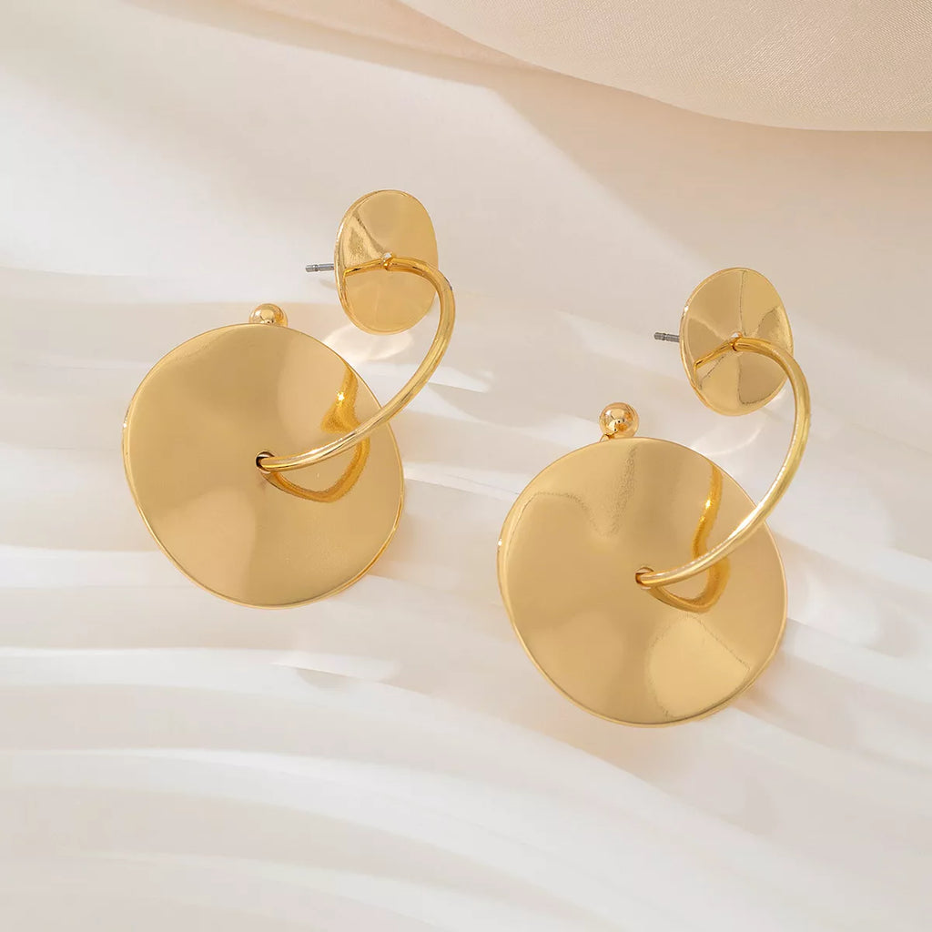18K Gold-Plated Geometric Circle Drop Earrings