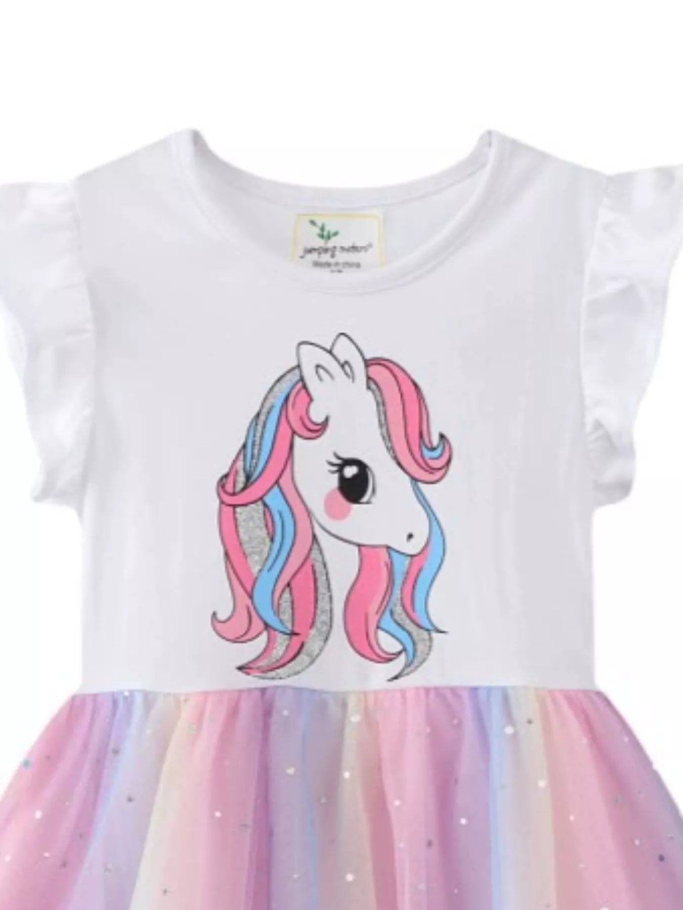 Children's Unicorn Print Rainbow Tulle Dress