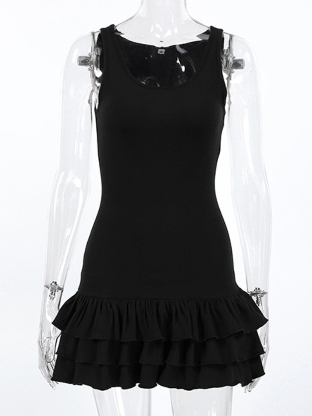 Ruffled Hem Round Neck Tank