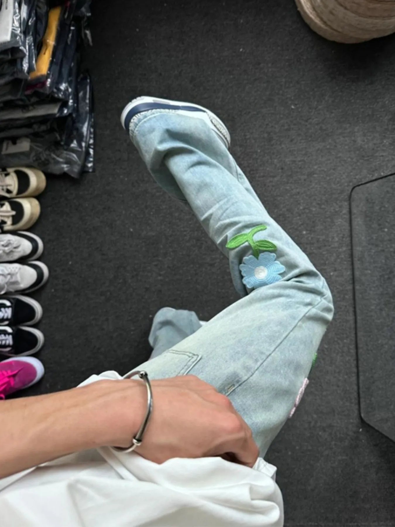 Men's Full Size Floral Wide Leg Jeans Plus Size