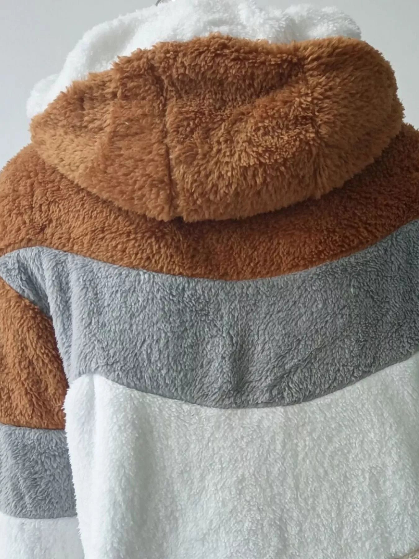 Full Size Fuzzy Zip Up Hooded Outerwear Plus Size