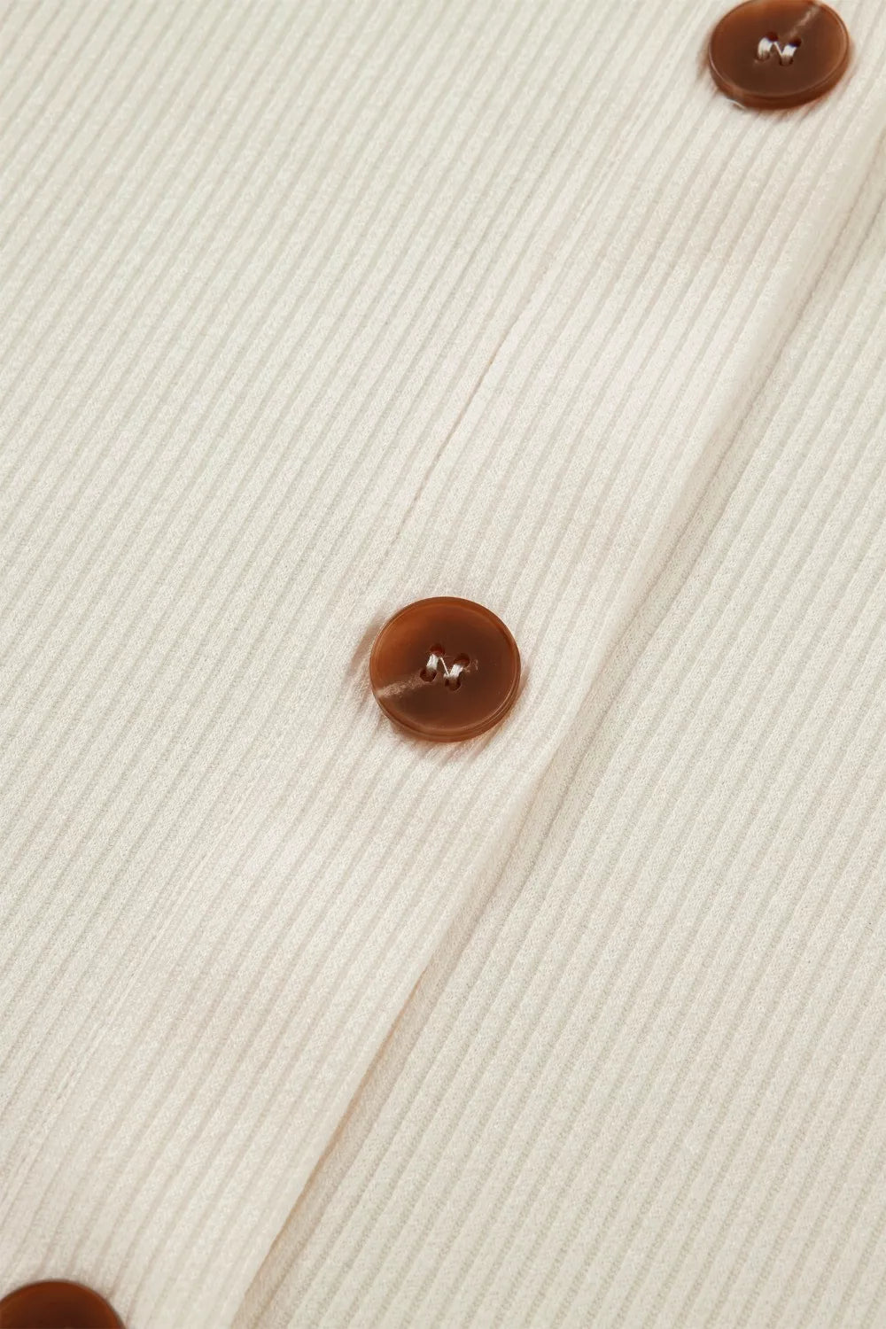 Ribbed Knit Button-Down Shirt with Denim Sleeves