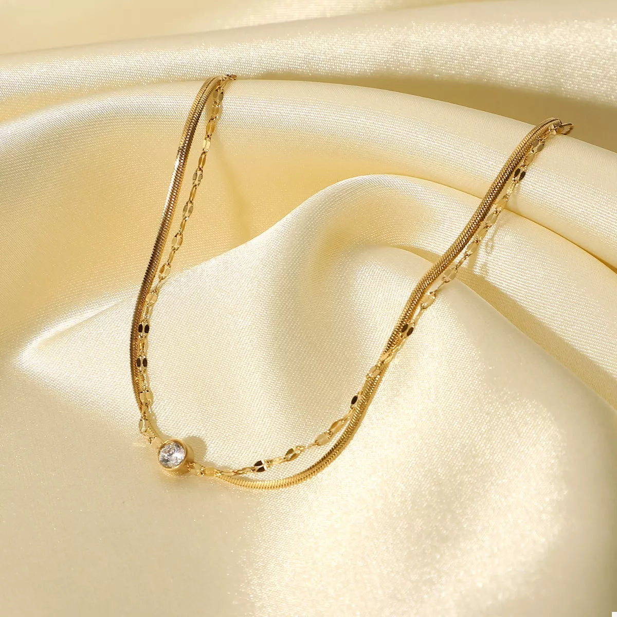 18K Gold-Plated Zircon Double Layered Bracelet