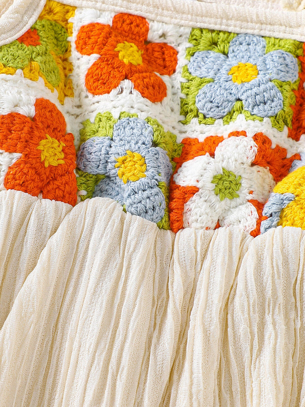 Children's Crochet Ruffle Trim Jumpsuit