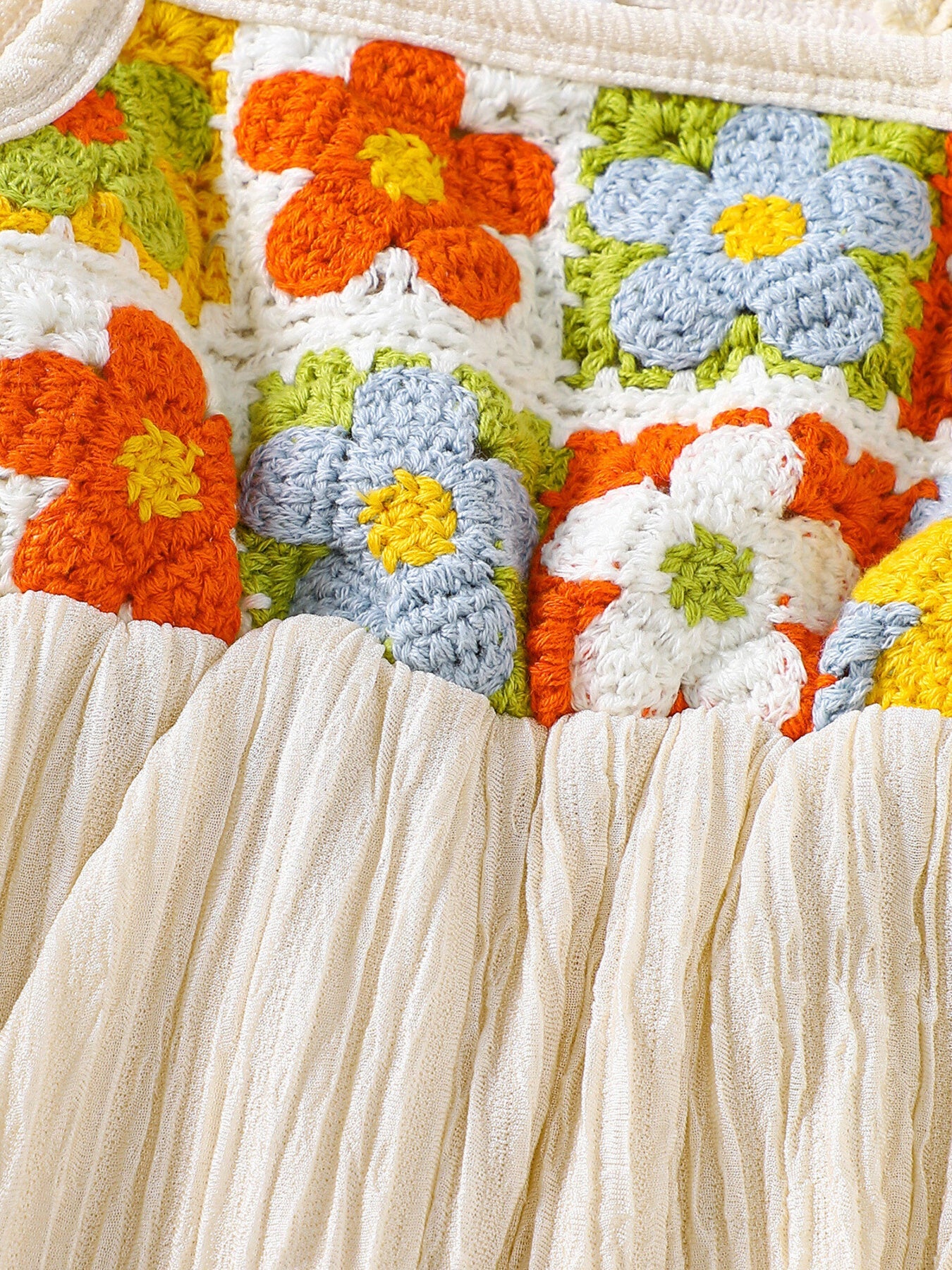 Children's Crochet Ruffle Trim Jumpsuit