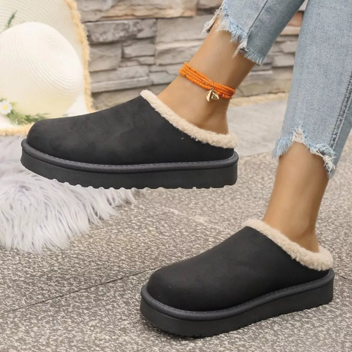 Cozy Plush Lined Platform Slippers