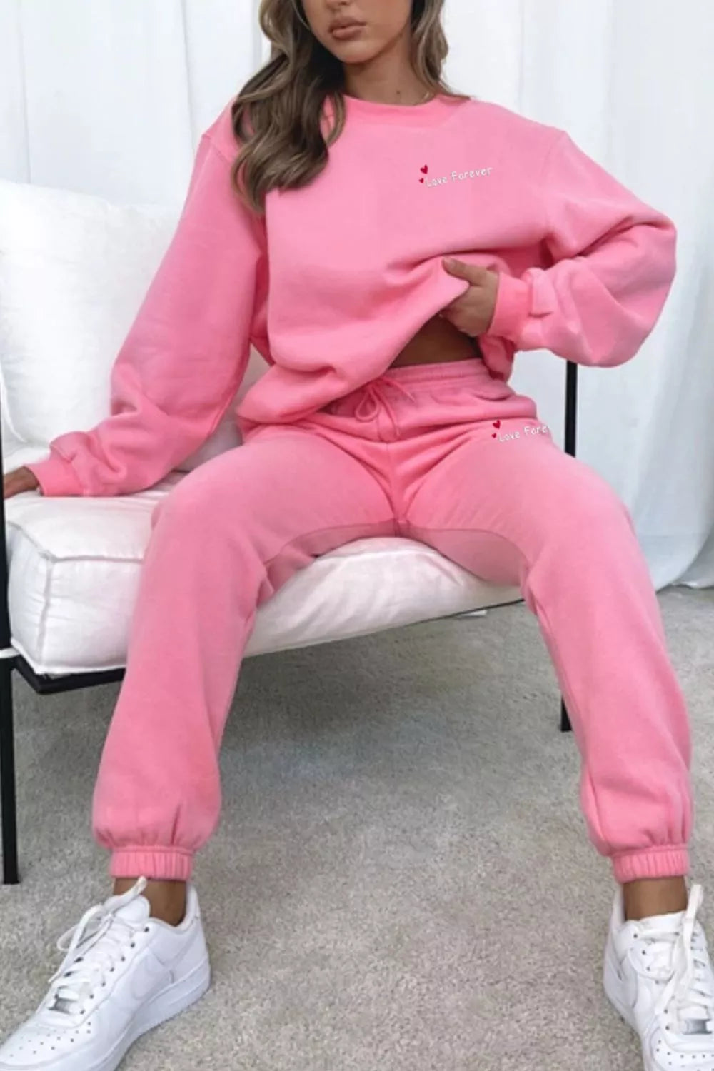 Round Neck Sweatshirt and Joggers Set