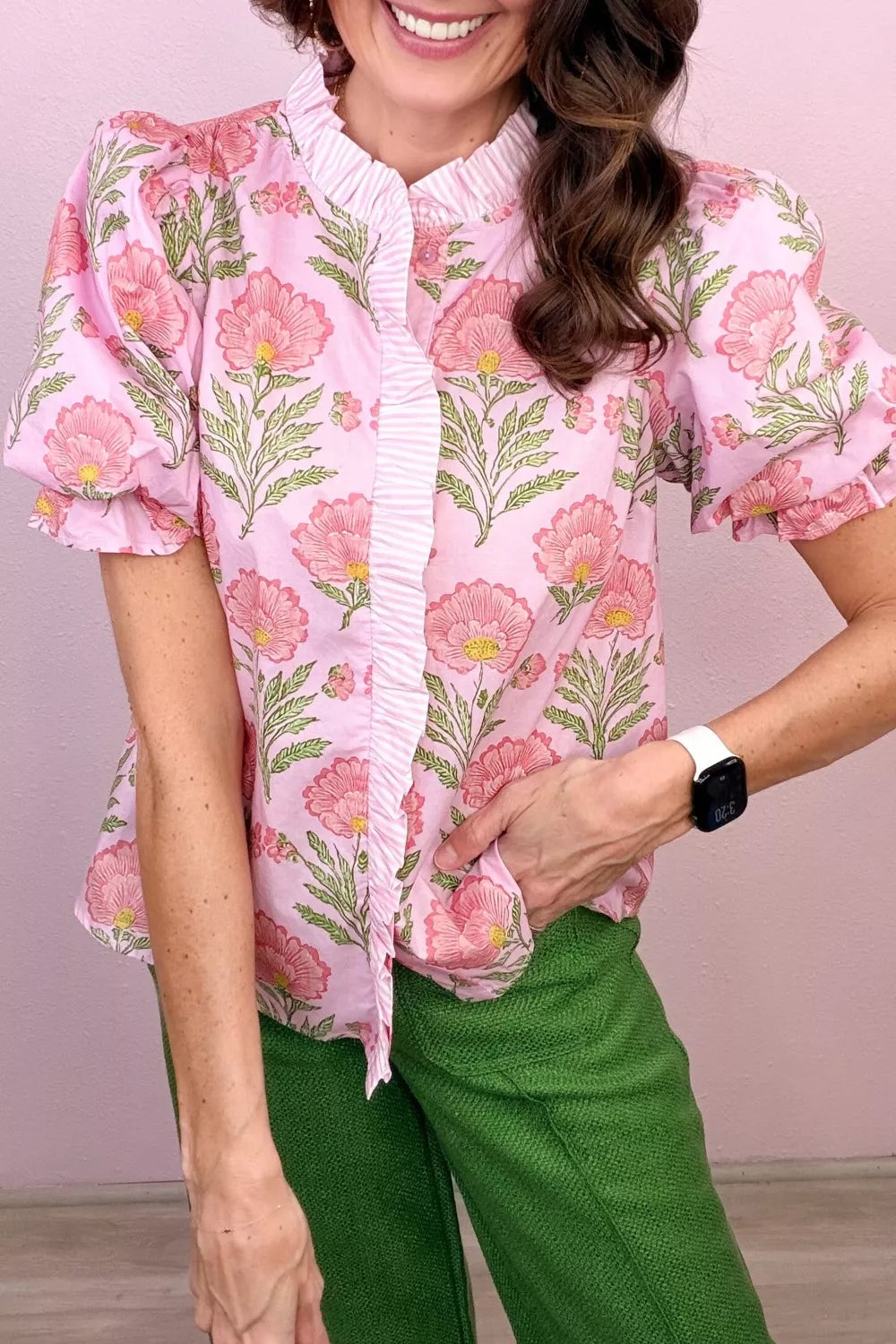 Floral Print Puff Sleeve Blouse