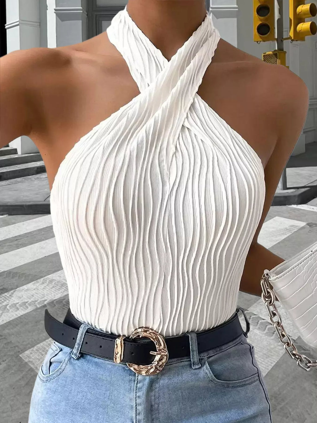 Textured Halter Neck Tank