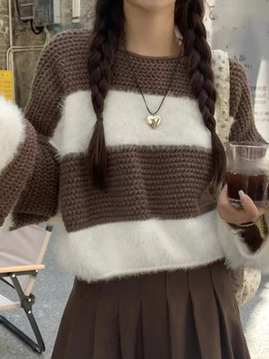 Color Block Dropped Shoulder Sweater
