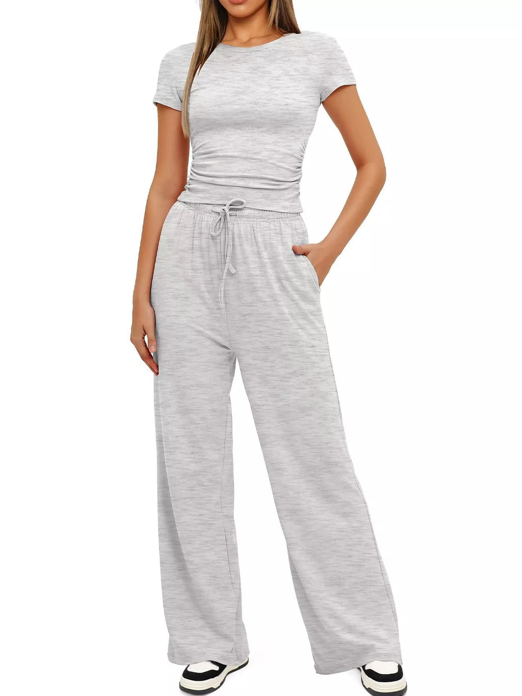 Short Sleeve Top and Drawstring Pants Set