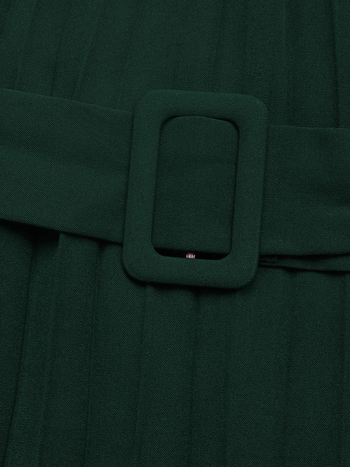 Pleated Round Neck Long Sleeve Dress