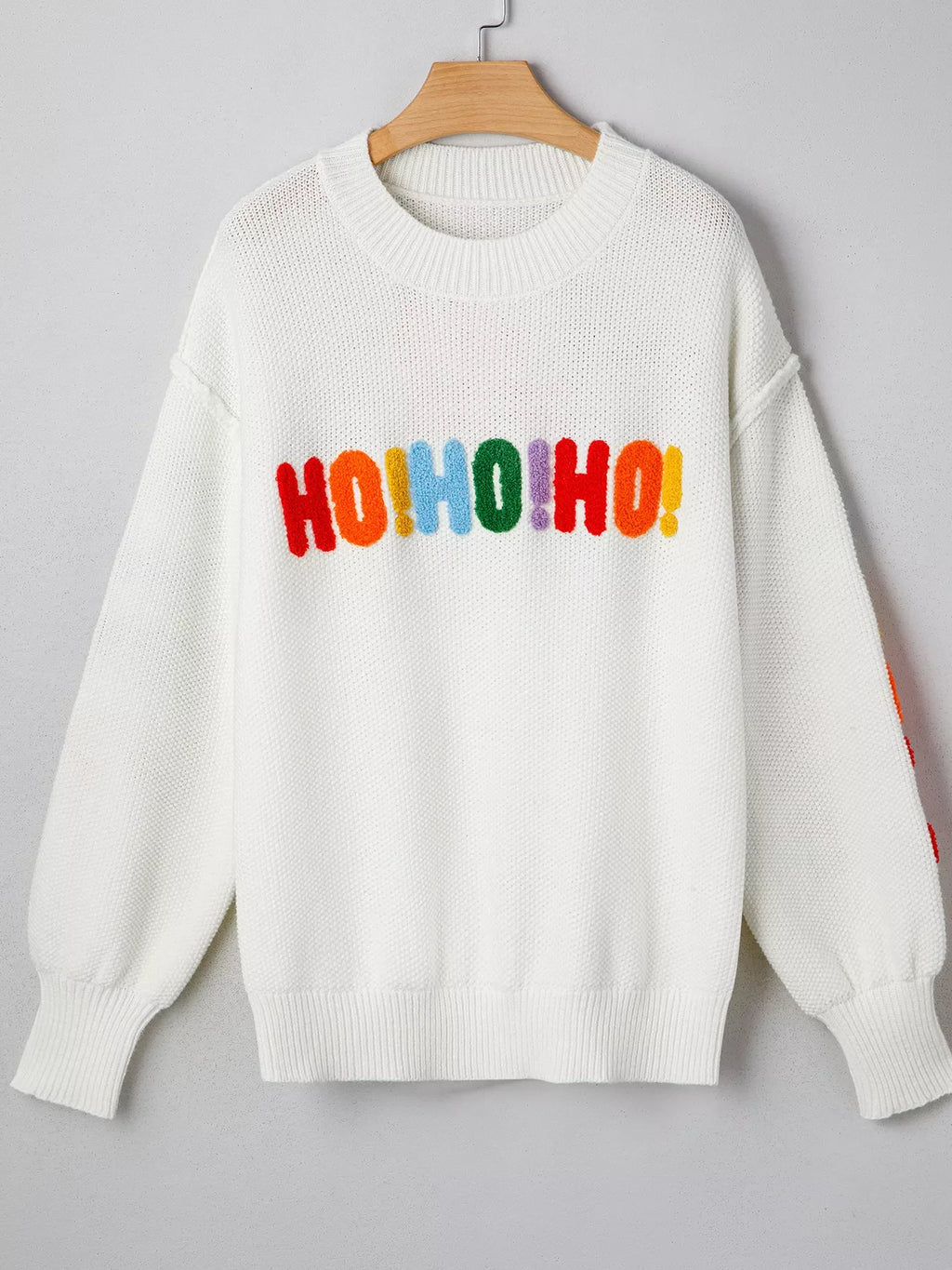HOHOHO MERRY CHRISTMAS Drop Shoulder Holiday Sweater