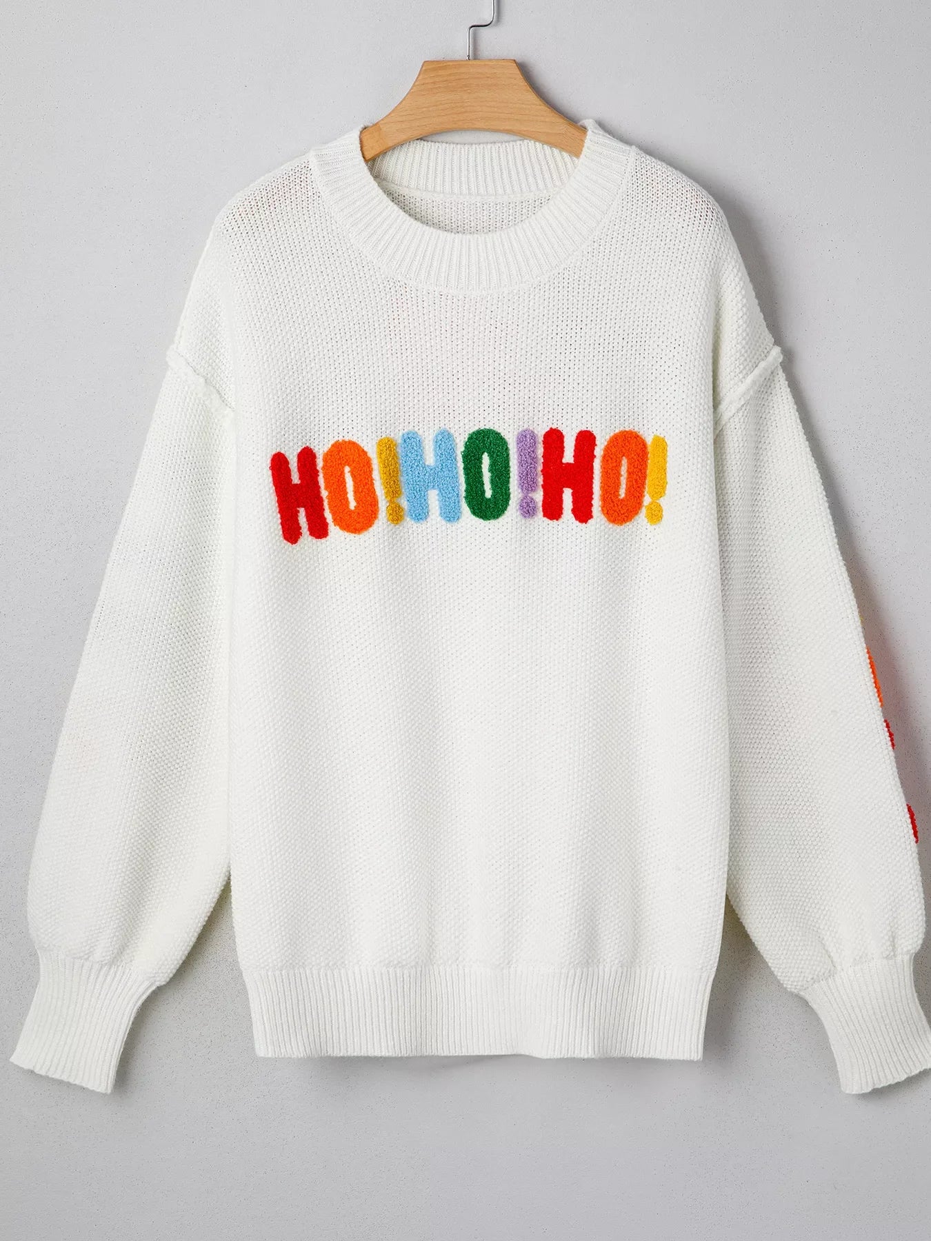 HOHOHO MERRY CHRISTMAS Drop Shoulder Holiday Sweater