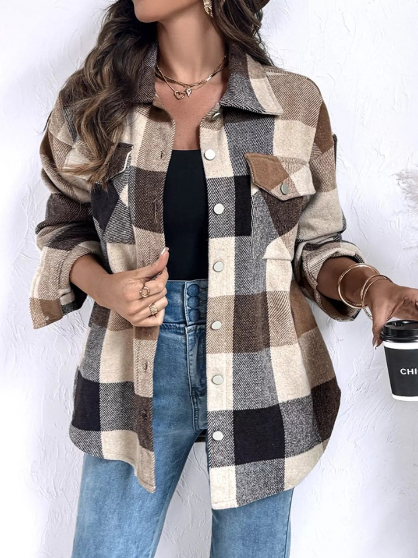 Plaid Button-Up Long Sleeve Shirt