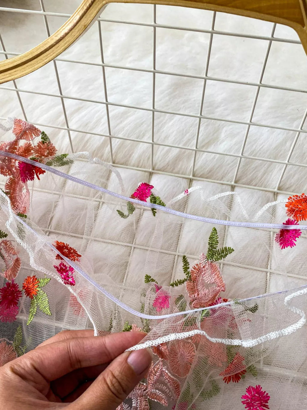 Floral Embroidered Mesh Off-Shoulder Top