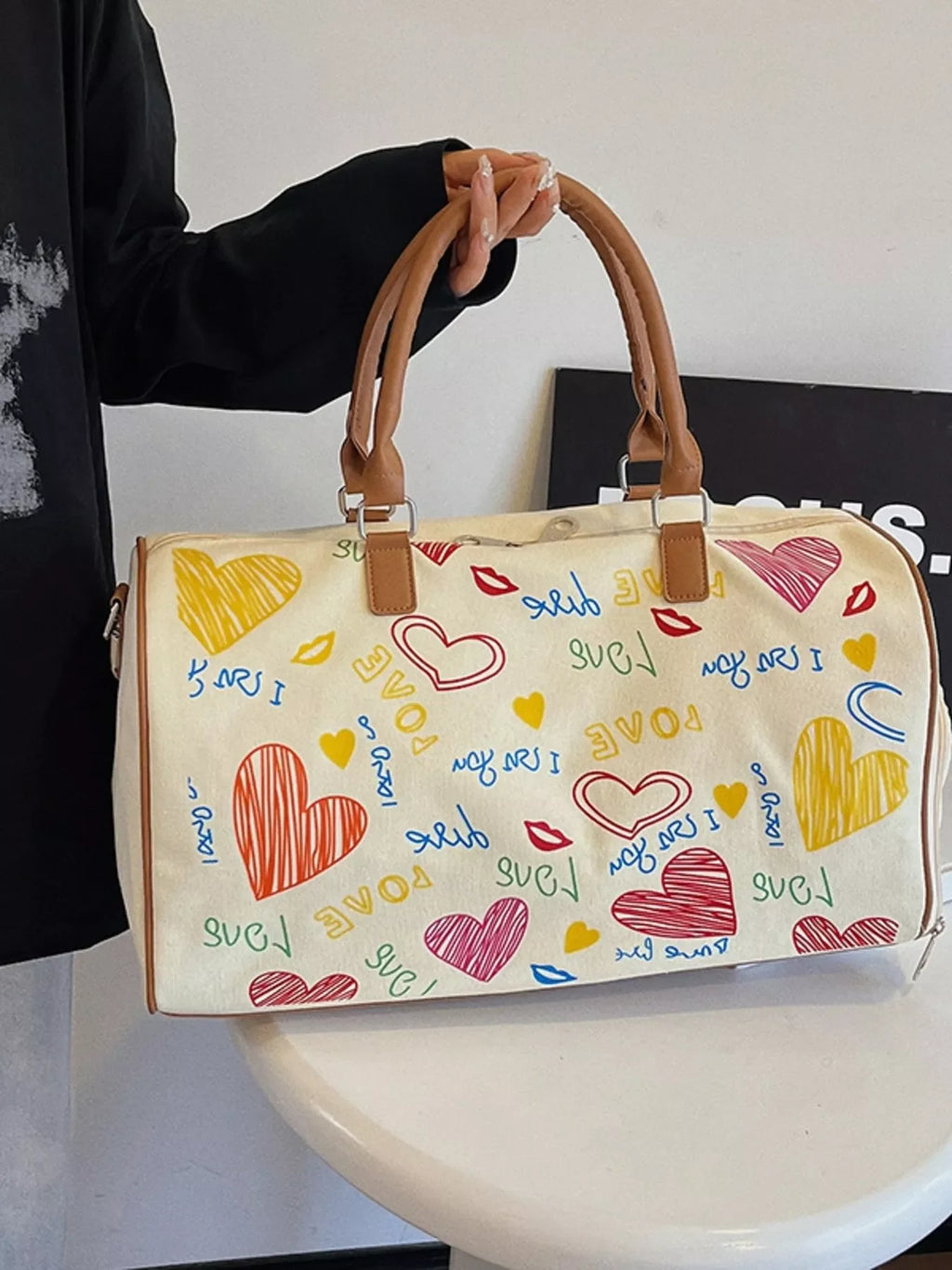 Printed Duffel Bag with Adjustable Strap