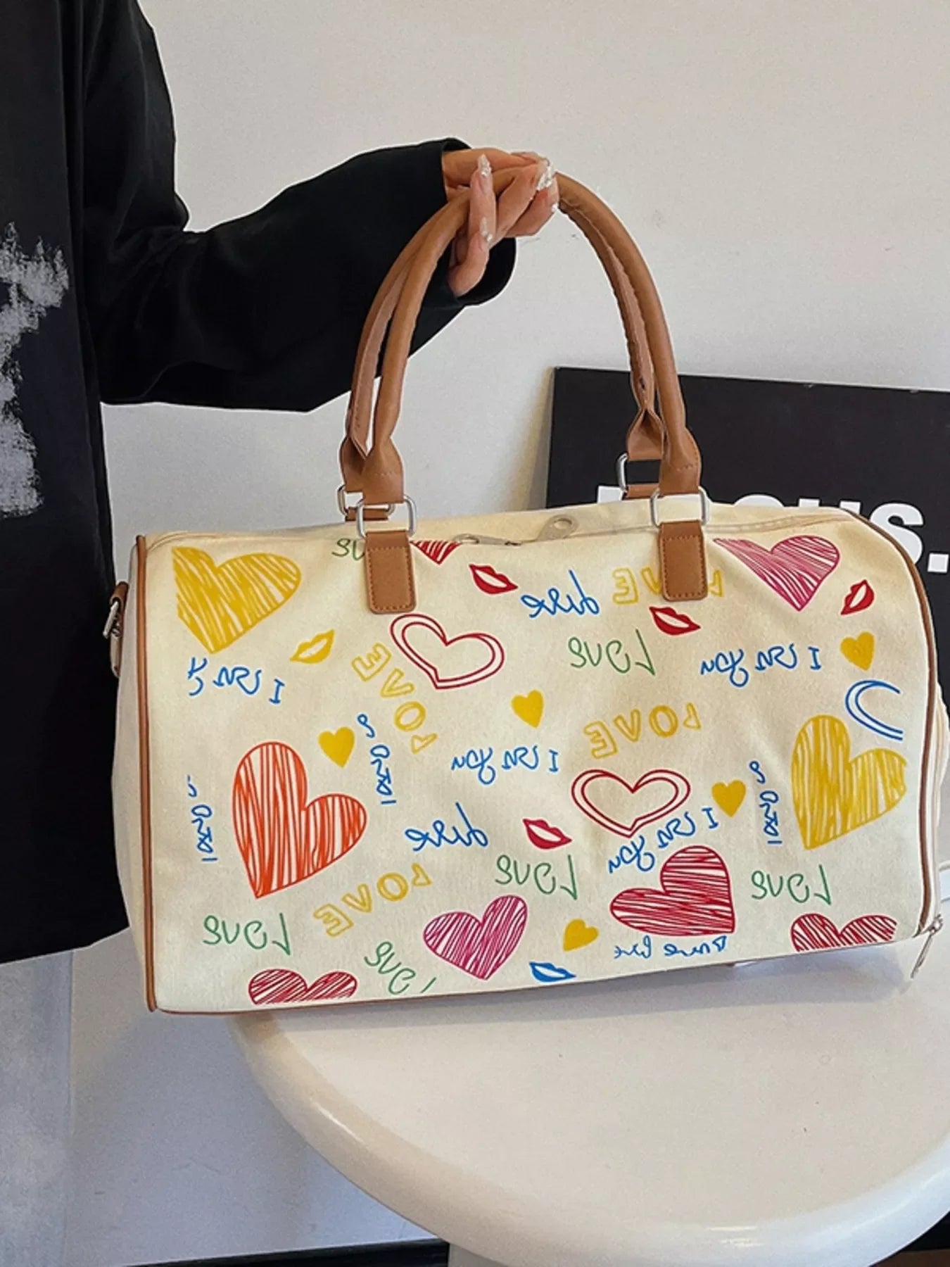 Printed Duffel Bag with Adjustable Strap