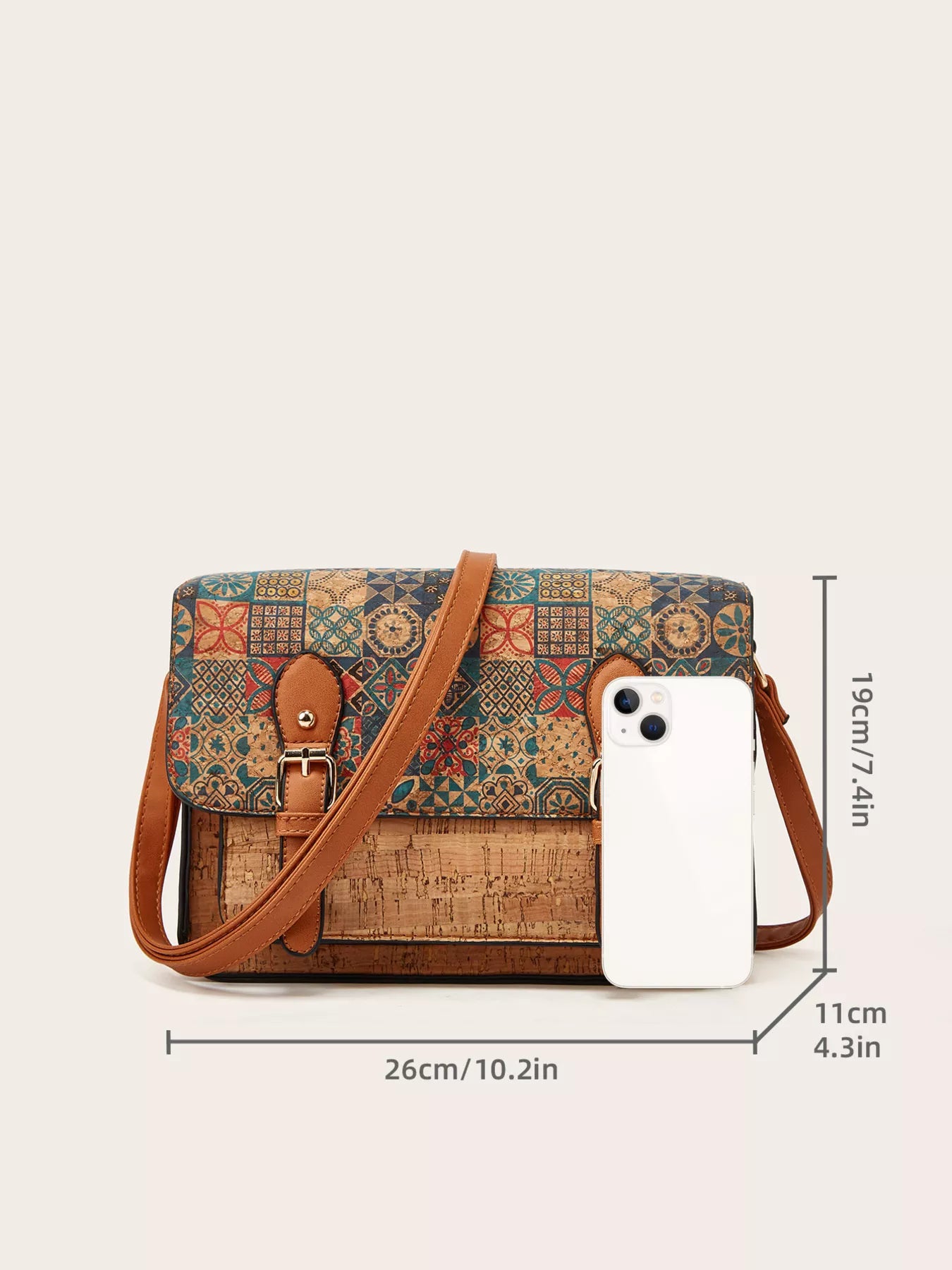 Vintage Pattern PU Leather Crossbody Bag