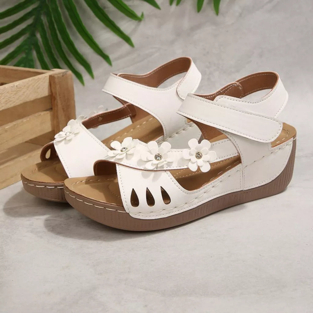 Floral Embellished Wedge Sandals