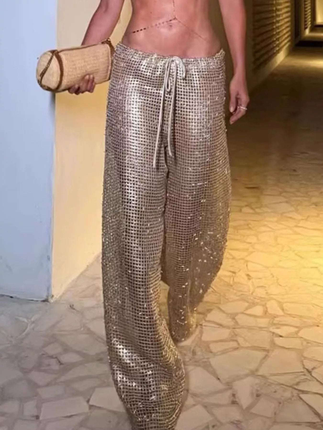 Drawstring Wide Leg Pants