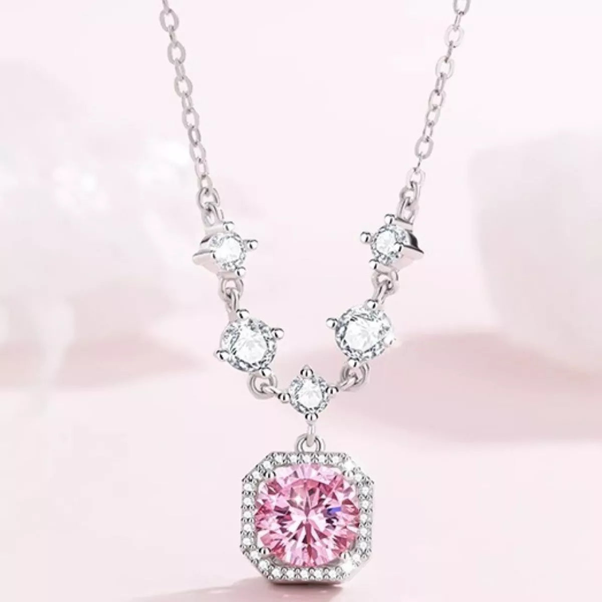 925 Sterling Silver Zircon Pendant Necklace