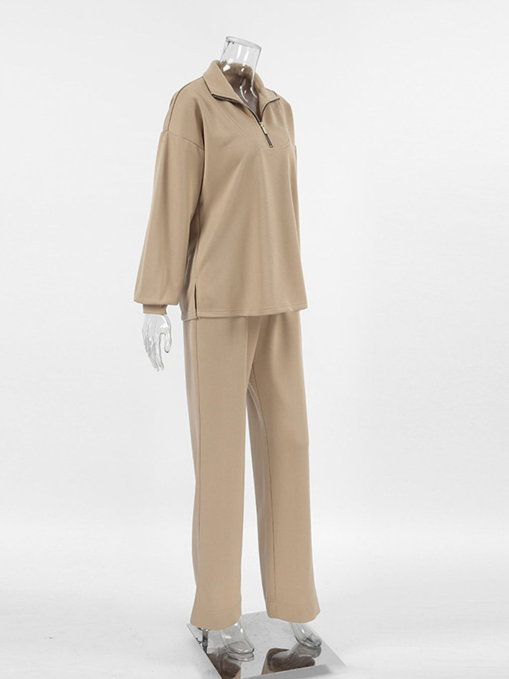 Quarter Zip Long Sleeve Top and Pants Set