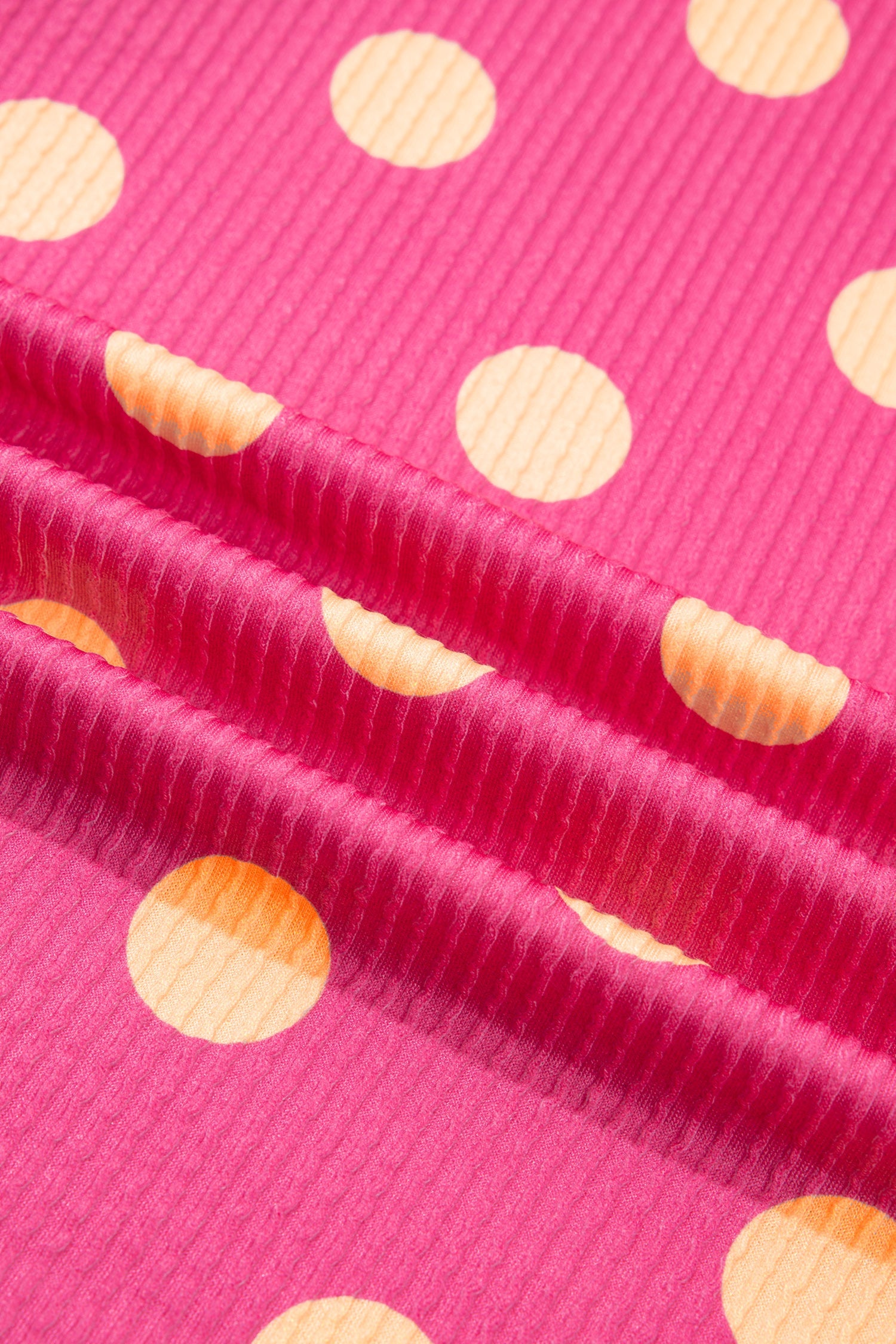 Polka Dot Patch Pocket Drop Shoulder Textured Top