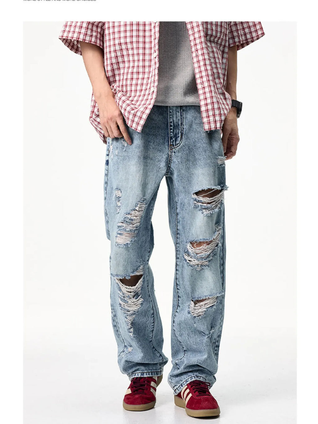Men's Distressed Wide Leg Jeans