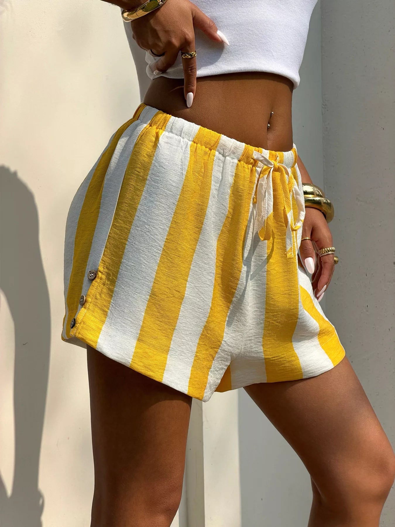 Drawstring Striped Shorts