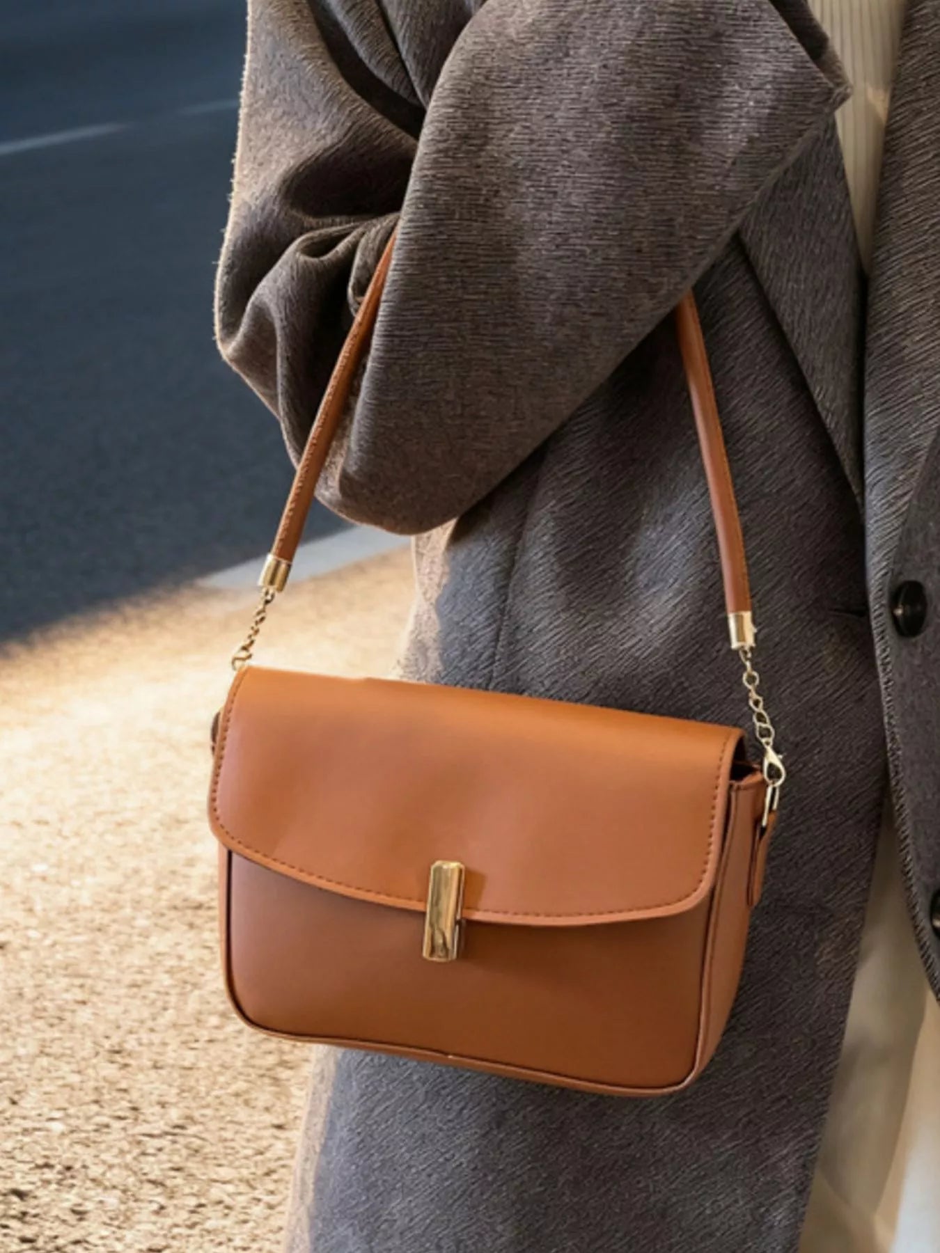 Leather Flap Shoulder Bag