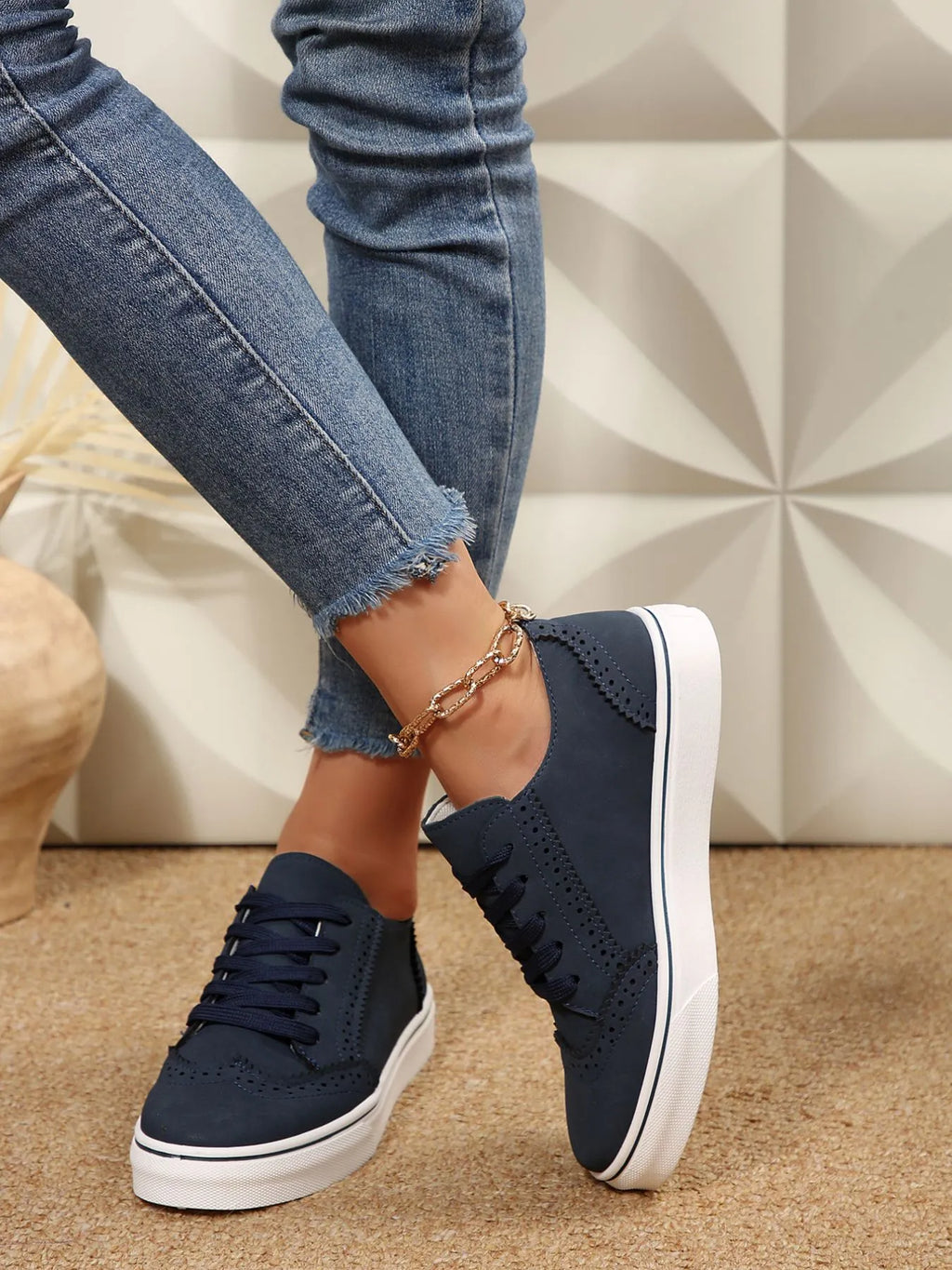 PU Leather Lace Up Platform Sneakers – Multi-Color