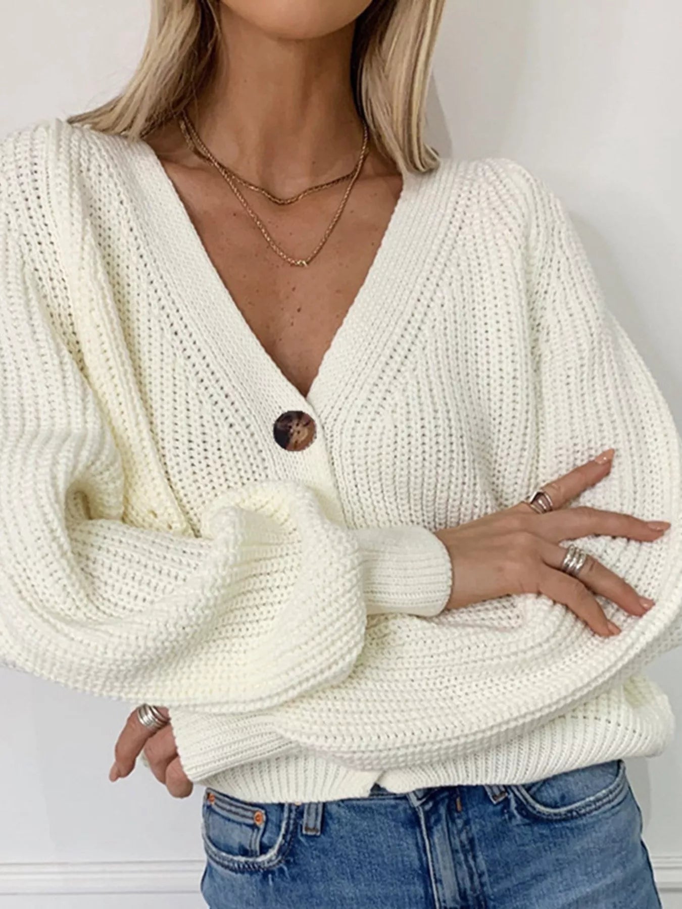 Full Size Chunky Knit Button-Down Cardigan Plus Size