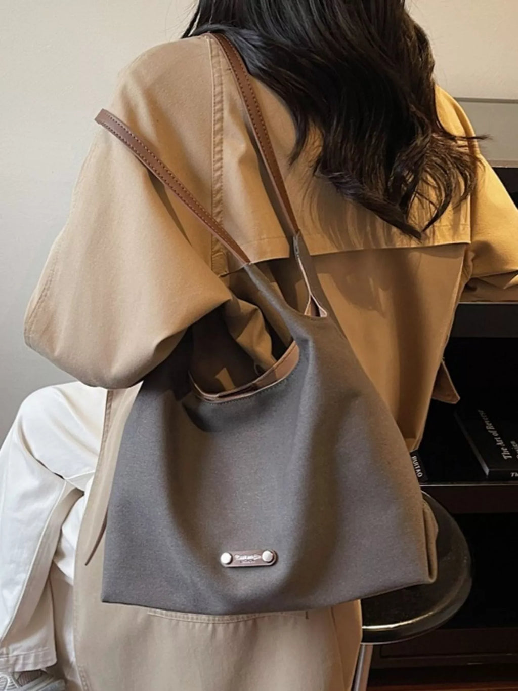 Shoulder Bag with Leather Straps