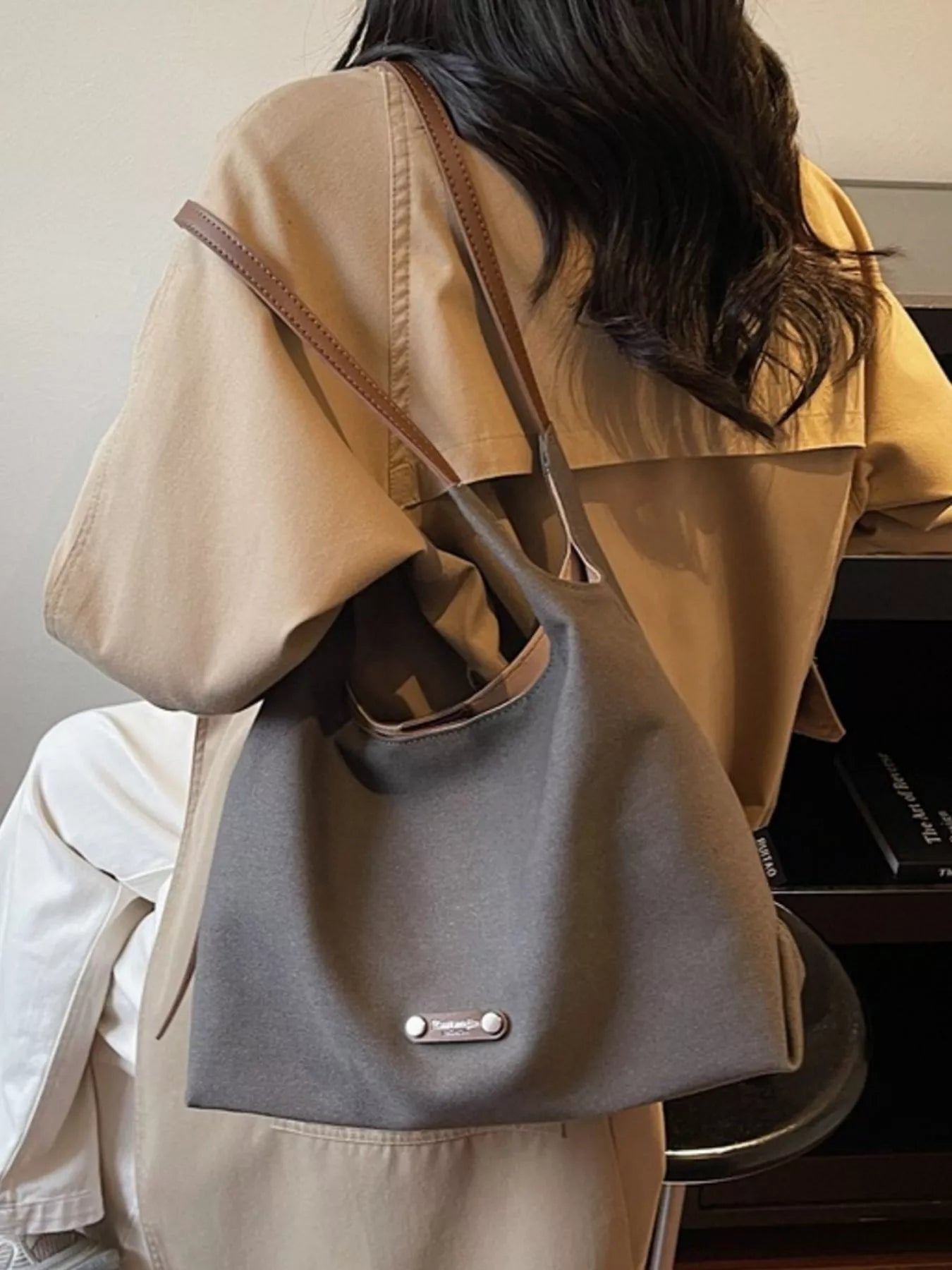Shoulder Bag with Leather Straps