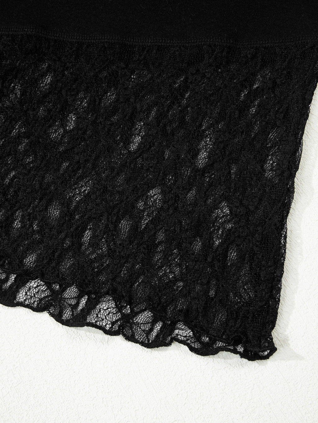 Asymmetric Panels Sheer Floral Lace Patchwork Long Sleeve Top