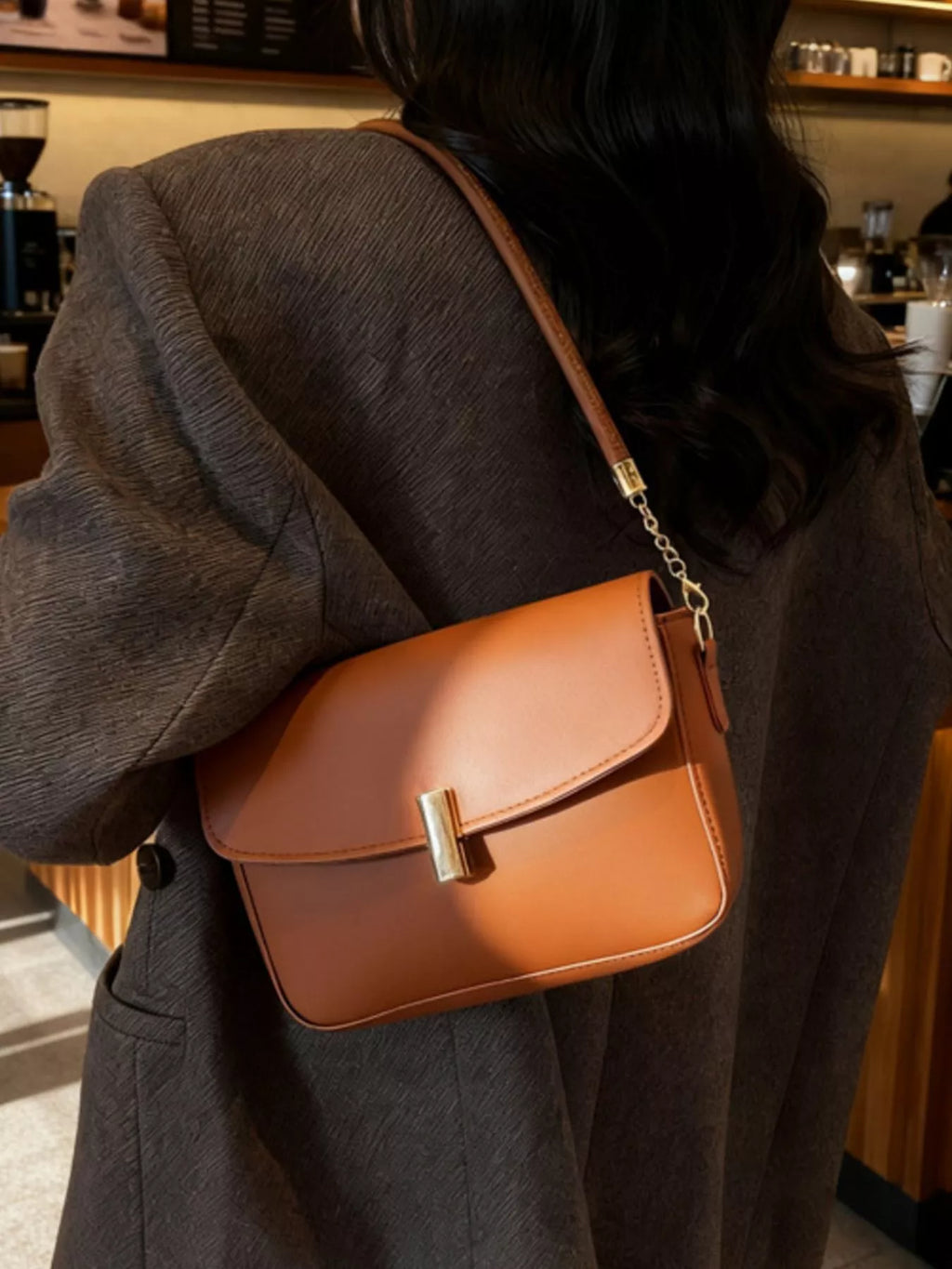 Leather Flap Shoulder Bag