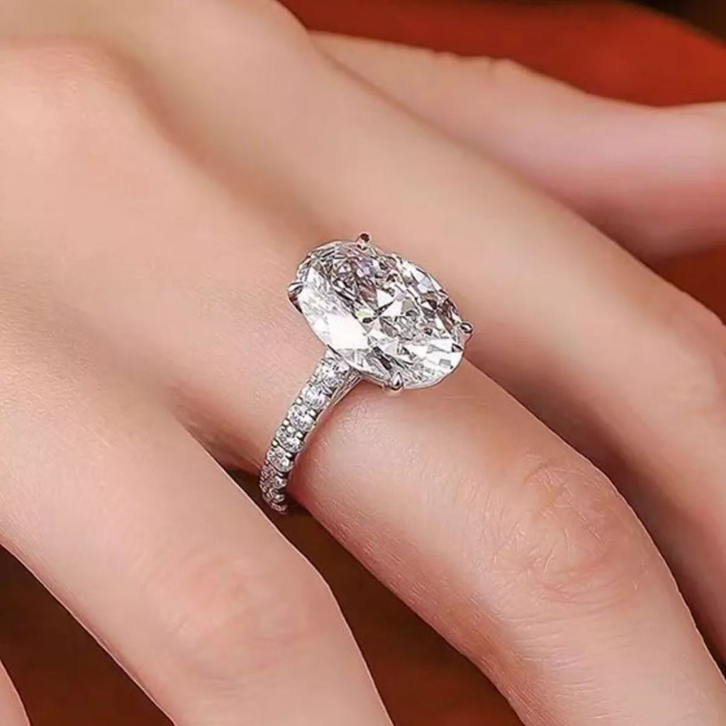 3 Carat 925 Sterling Silver Moissanite Oval Ring