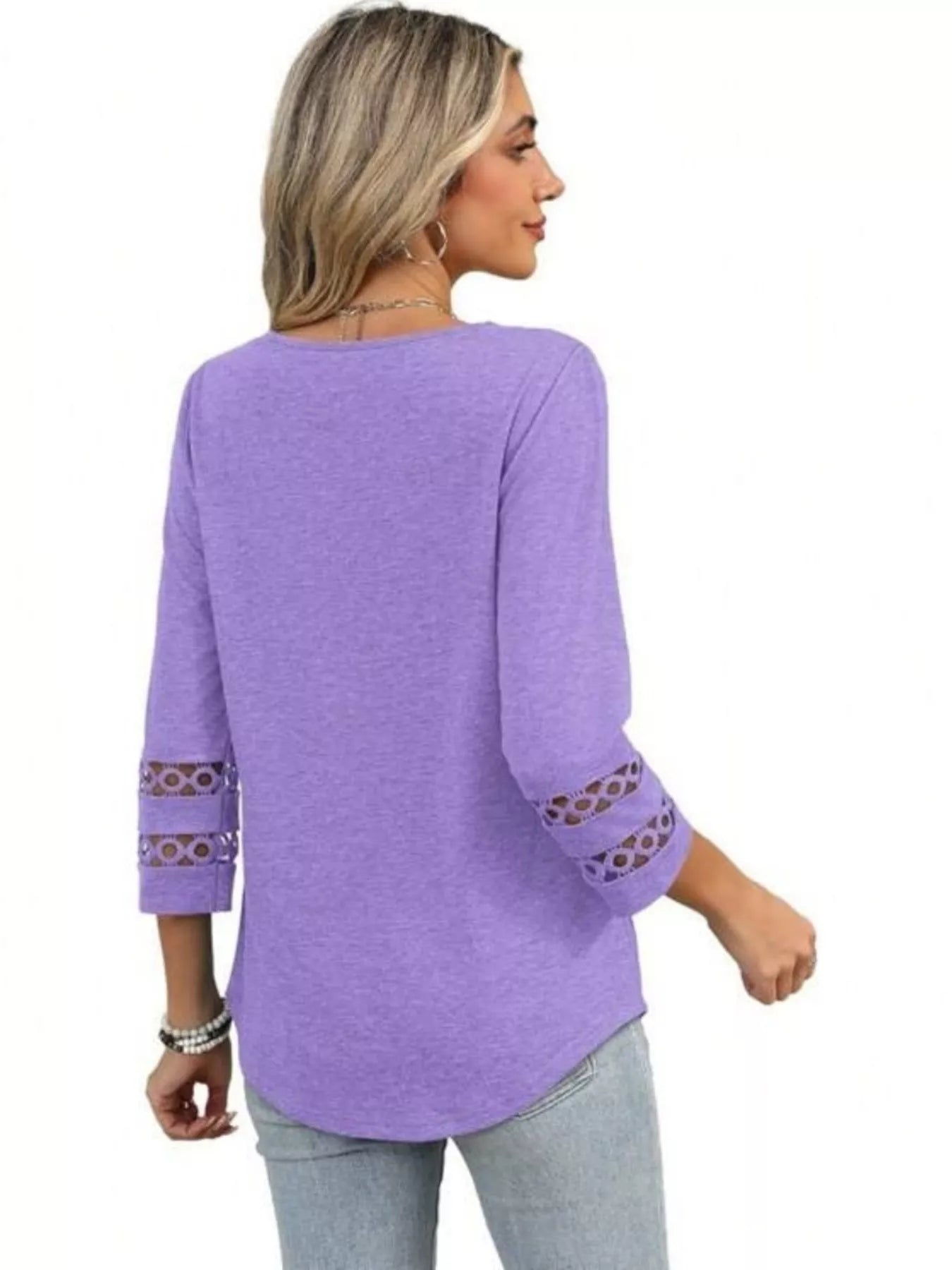 Full Size V-Neck 3/4 Sleeve T-Shirt Plus Size
