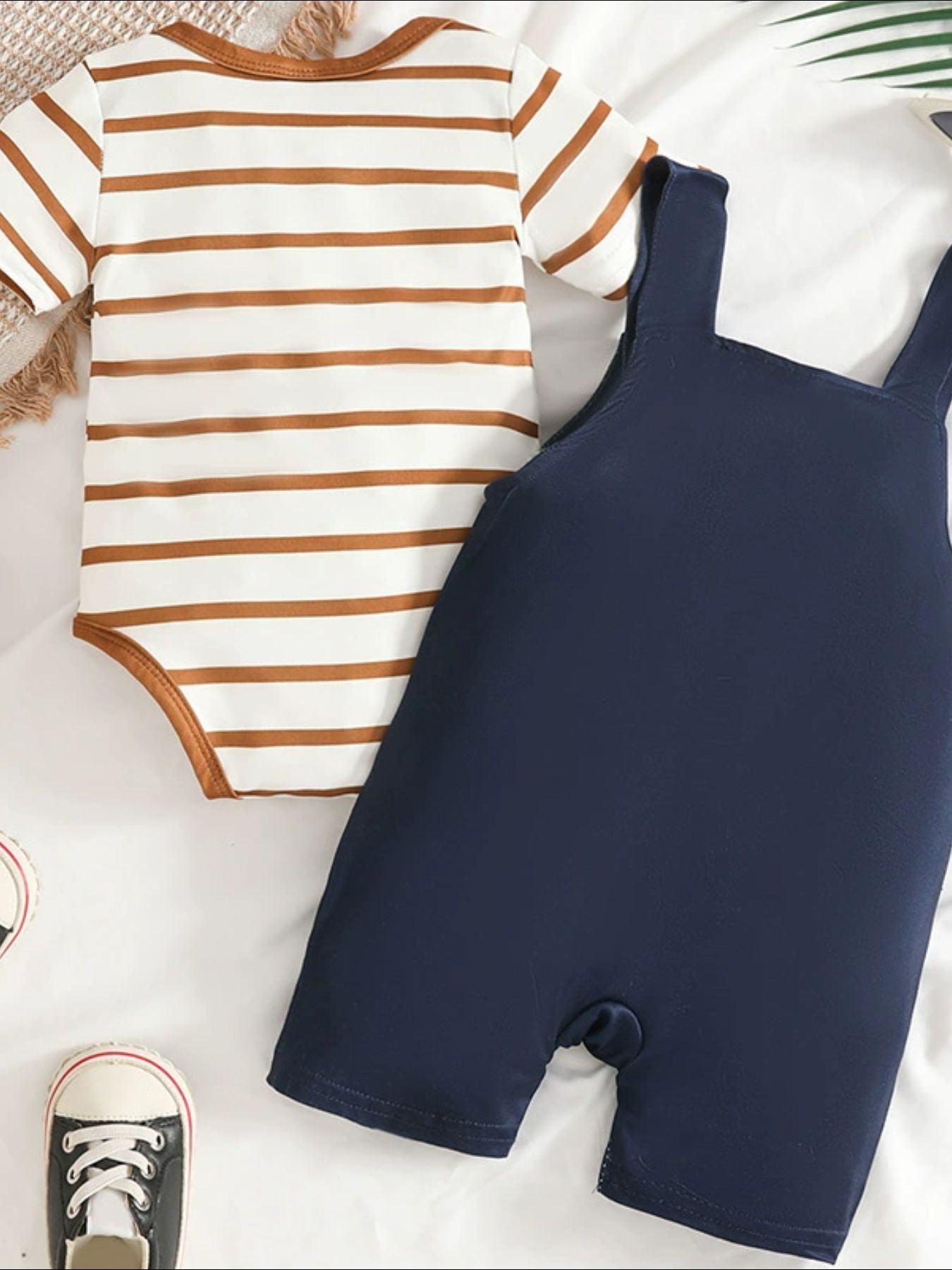 Children's Striped Bodysuit and Overalls Set