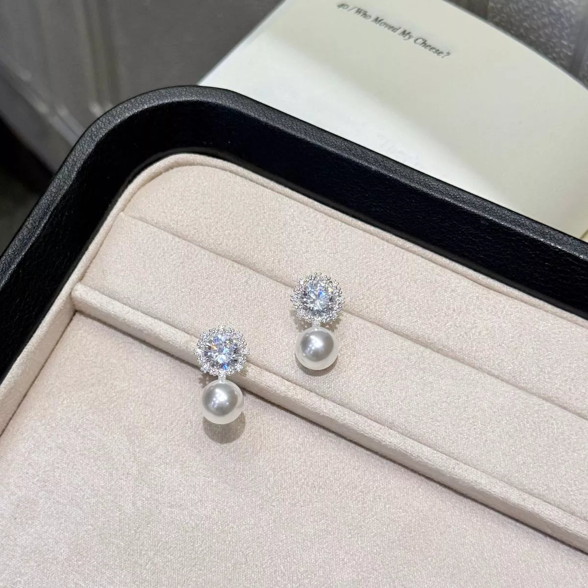 Zircon Pearl Drop Earrings
