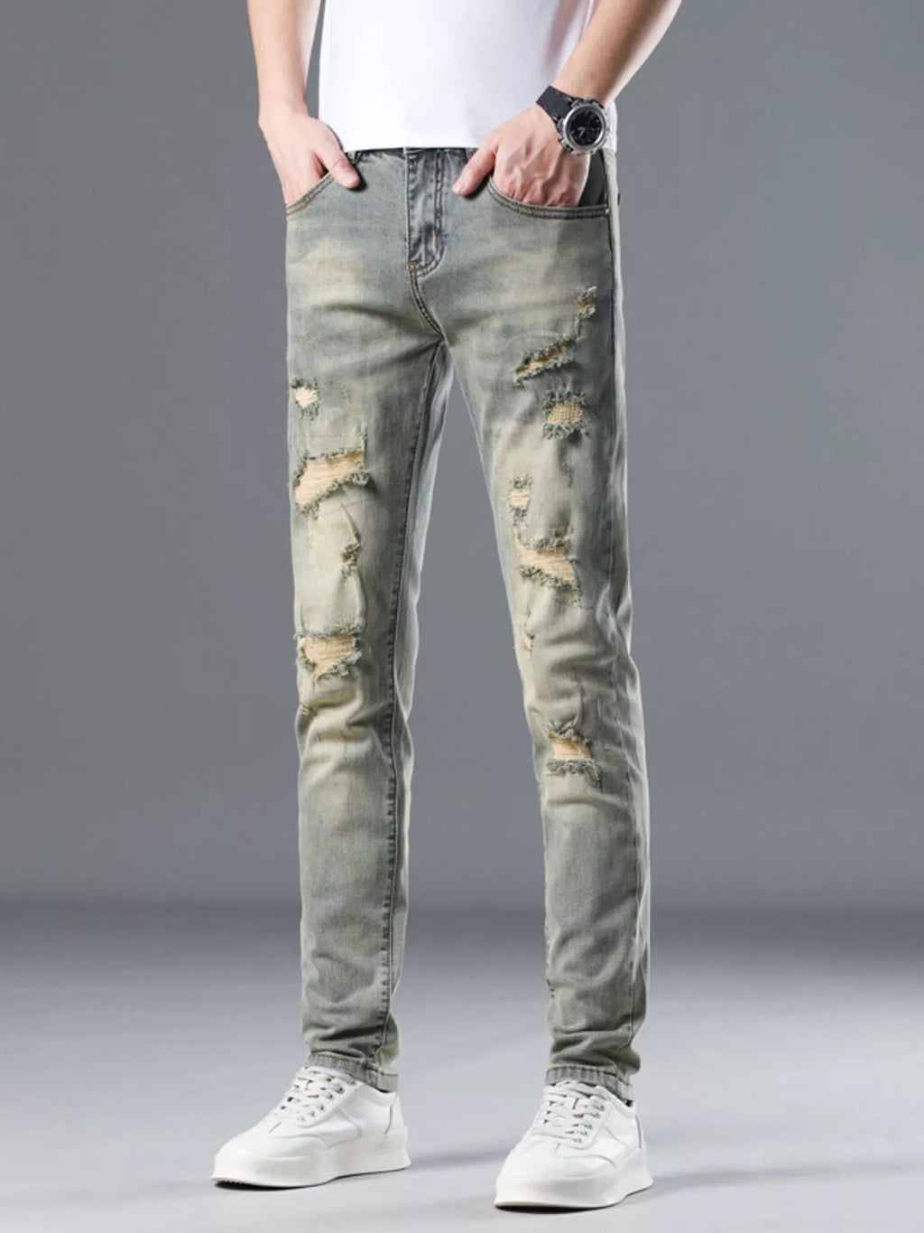 Men's Distressed Slim Fit Jeans